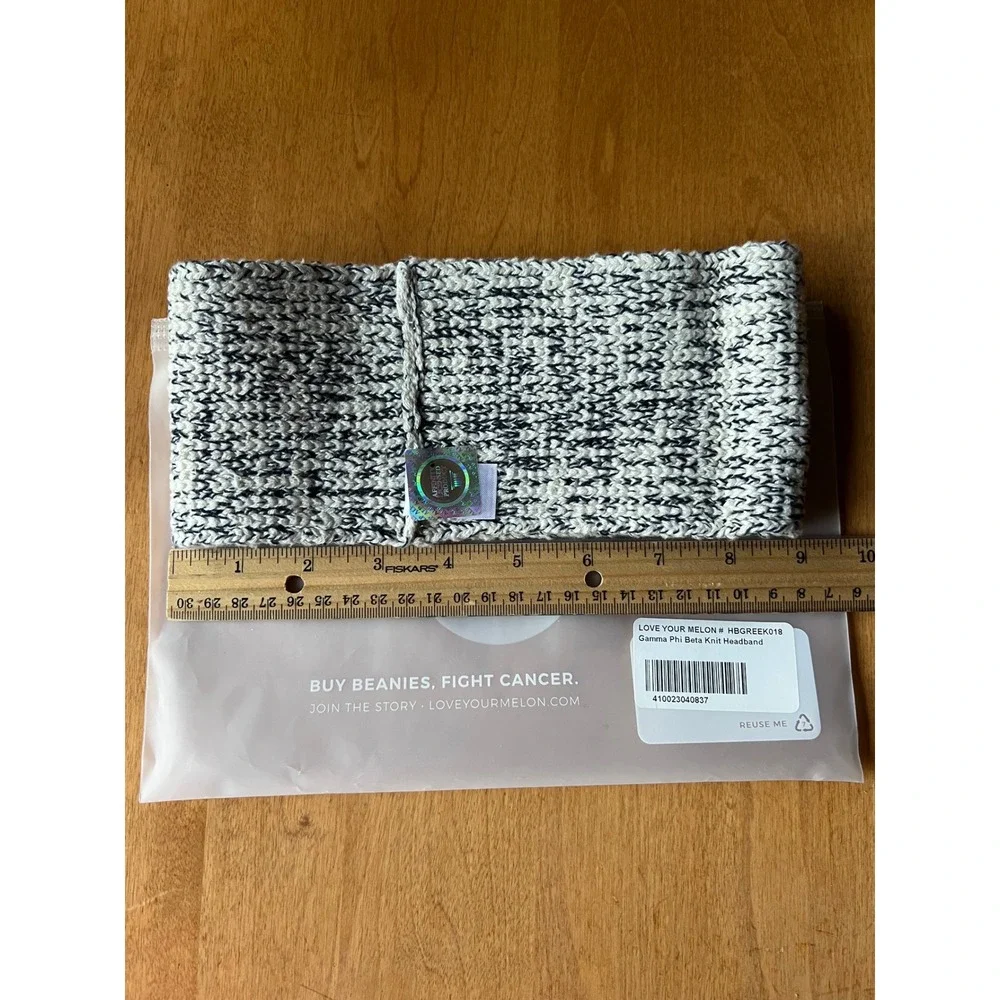 NWT Love Your Melon‎ Gamma Phi Beta Headband Knit Black White OSFM